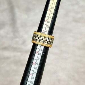 Freida Rothman Latice Wide Band Ring Black & Gold Rhodium over Sterling Size 7.5
